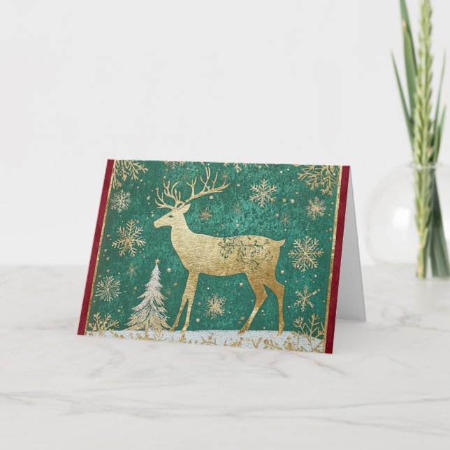 Goldfräser mit Schneeflocken Karte (Vorderseite)