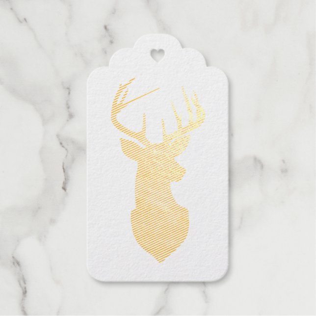 Goldfräser-Silhouette mit majestätischen Antlern Geschenkanhänger (Vorderseite)