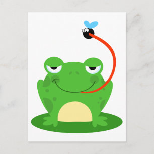 Goldfrosch, der einen Cartoon fängt Postkarte