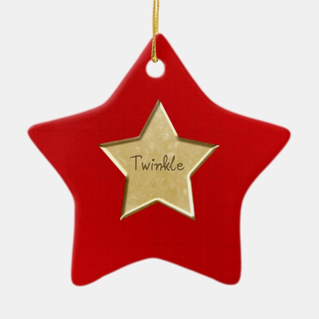 GoldFunkeln-Stern-Weihnachtsverzierung Keramik Ornament (Vorne)