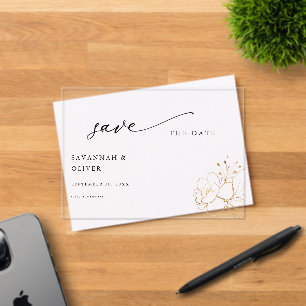 goldgeflechtete Blütenblätter Save the Date Acryleinladungen