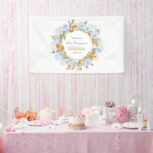 Goldgeküsste Blaue Rosen Brautparty Banner