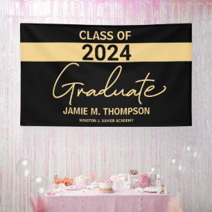 Goldgelb Schwarze Abschlussklasse 2024 Feiern Sie Banner