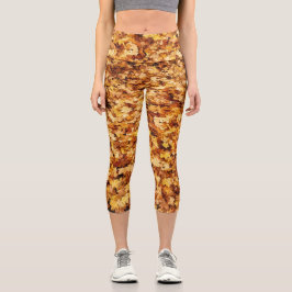 Goldgelbe Ahorn-Blätter Capri Leggings