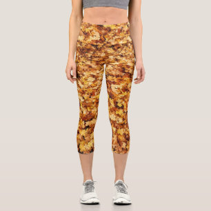 Goldgelbe Ahorn-Blätter Capri Leggings