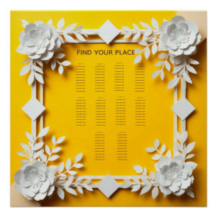 Goldgelbe Blumenhochzeit Sitzordnung Poster