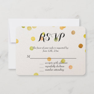 Goldgelbe Confetti Dots UAWG RSVP Karte