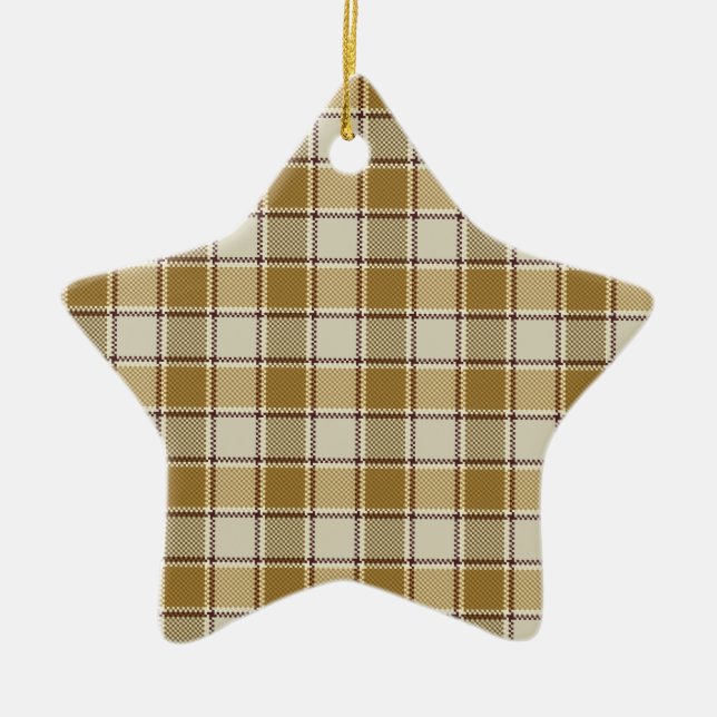 Goldgelbe Creme Streifen Keramikornament (Vorne)