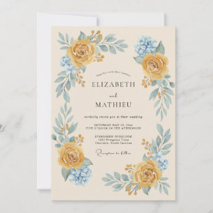 Goldgelbe Florale Whimsy-Hochzeit Einladung
