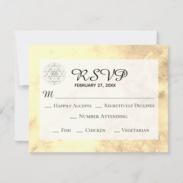 *~* Goldgelbe Heilige Wasserfarbenhochzeit für die RSVP Karte (Vorderseite)