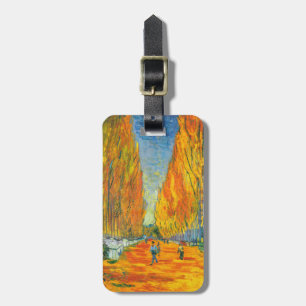 Goldgelbe Herbstpappel-Bäume Van Gogh Vintage Gepäckanhänger