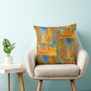 Goldgelbe Herbstpappel-Bäume Van Gogh Vintage Kissen