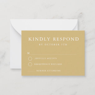 Goldgelbe Minimalistische Hochzeitkarte Mitteilungskarte