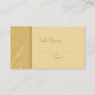 Goldgelbe Platzkarten für Hochzeitstische