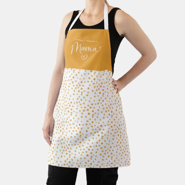 Goldgelbe Polka-Dot-Muster Personalisiert Mama Schürze (InSitu)