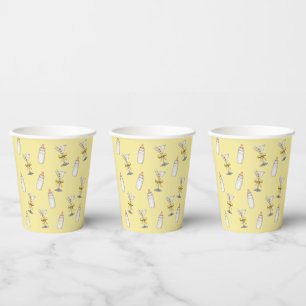 Goldgelbe Schleife Martinis Babyflaschen Babyparty Pappbecher