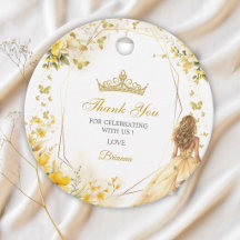 Goldgelbe Tiara Floral Quinceañera Dankeschön