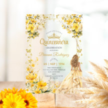Goldgelbe Tiara Florale Butterfly Quinceañera 