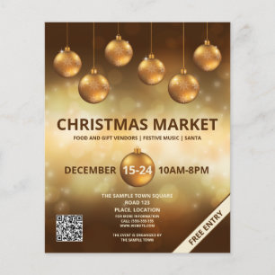 Goldgelbe Weihnachtskugeln - Weihnachtsmarkt Flyer