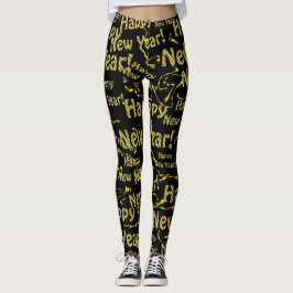 goldgelber, neuer Jeffertext in schwarzen Leggings