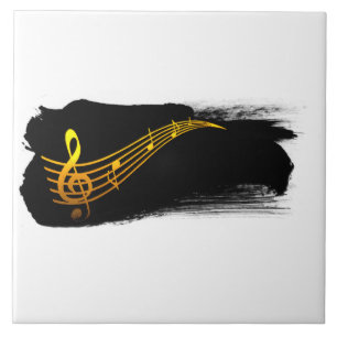 Goldgelbes Violinschlüssel-Musikdesign Fliese