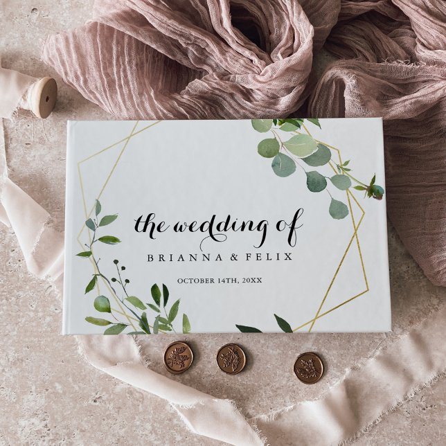 Goldgeometrische Tropenkalligrafie Gästebuch (Von Creator hochgeladen)