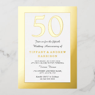 Goldgeprägter Rand 50. Hochzeitstag Gold Folieneinladung