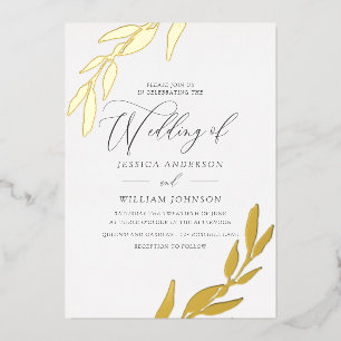 Goldgepresste Bleche Hochzeit von Elegant Folieneinladung