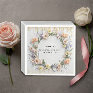 Goldgepresste Wildblume in der Blütendusche Serviette