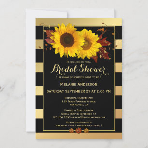 Goldgestreifte Sonnenblume Bridal Dusche Einladung