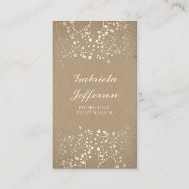 GoldGipskraut-Kraftpapier-Art elegant Visitenkarte (Vorderseite)