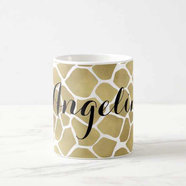 Goldgiraffen-Druck personalisiert Kaffeetasse (Mittel)