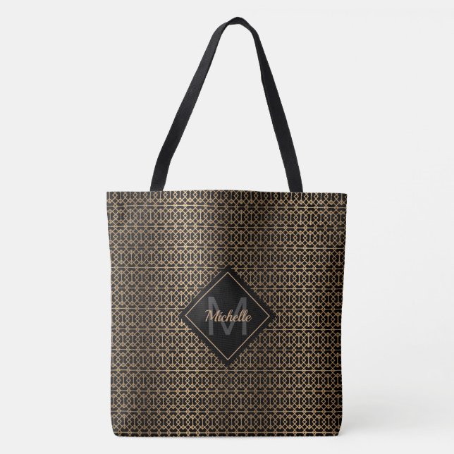 Goldgitter Mit Monogramm Tasche (Vorderseite)