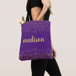 Goldglam-Glitzer Confetti  Personalisiert Lila Tasche