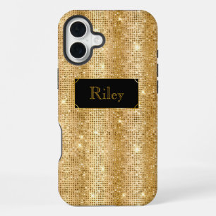 Goldglamouröse Sequenzen glänzende Punkte iPhone 16 Plus Hülle