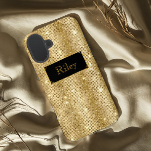 Goldglamouröse Sequenzen glänzende Punkte iPhone 16 Plus Hülle