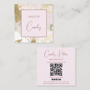Goldglatter pastellfarbener QRcode Quadratische Visitenkarte