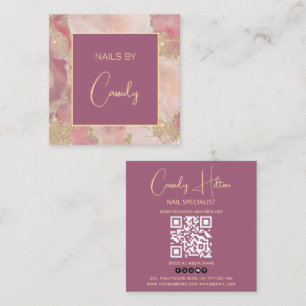 Goldglatter pastellfarbener QRcode Quadratische Visitenkarte