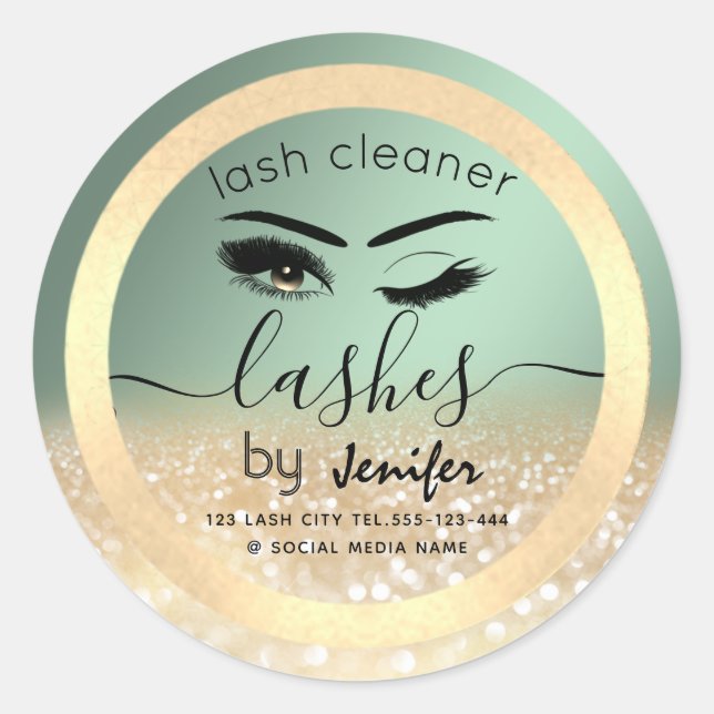 Goldglatter-Wink-Lash-Verlängerung Laser-Reiniger Runder Aufkleber (Vorderseite)