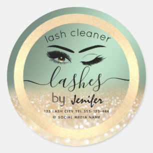 Goldglatter-Wink-Lash-Verlängerung Laser-Reiniger Runder Aufkleber