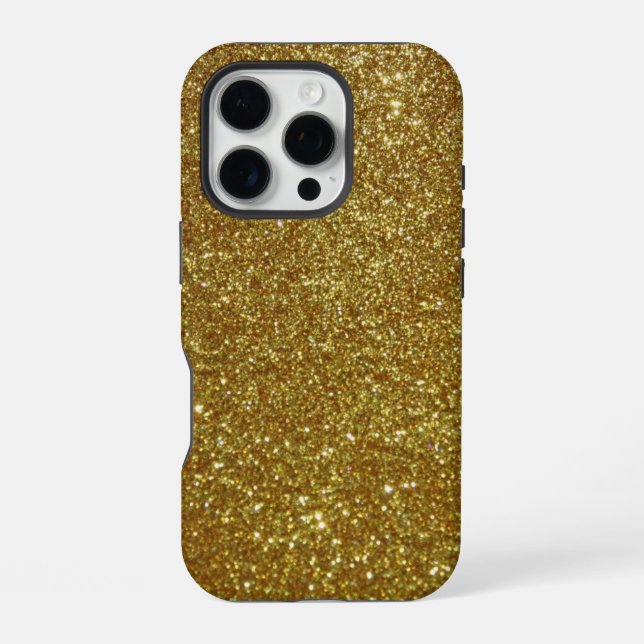 Goldglitter iPhone 16 Pro Hülle (Rückseite)