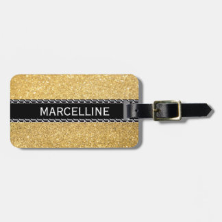 GoldGlitter mit Schwarzweiss-Formen Gepäckanhänger