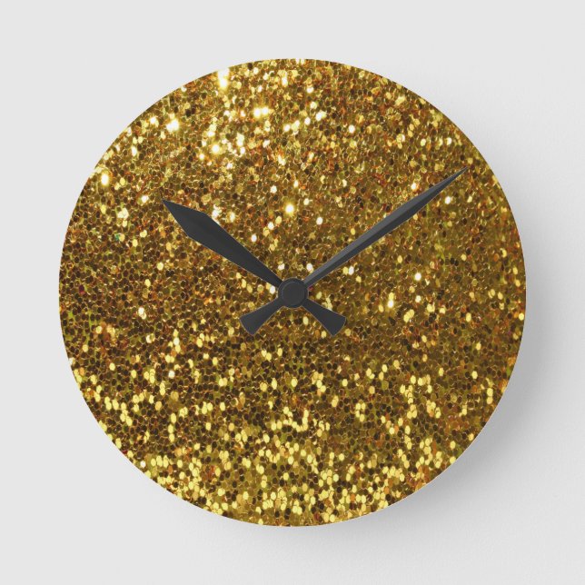 GoldGlitter Runde Wanduhr (Vorderseite)
