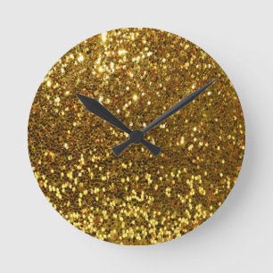 GoldGlitter Runde Wanduhr