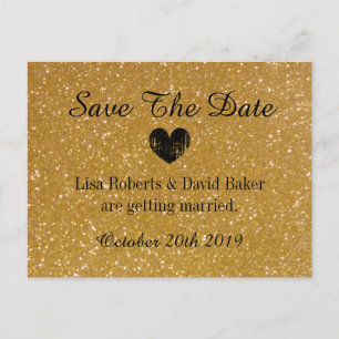 GoldGlitter Save the Date, der Postkarte wedding