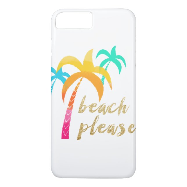 GoldGlitter "Strand bitte" mit bunten Palmen Case-Mate iPhone Hülle (Rückseite)