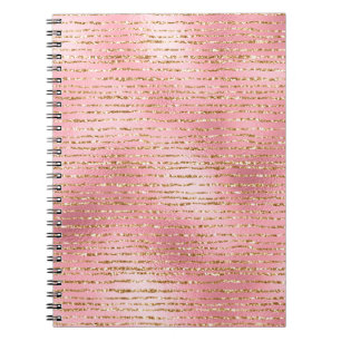 Goldglitter und hellrosa Folien-Glamour-Streifen Notizblock