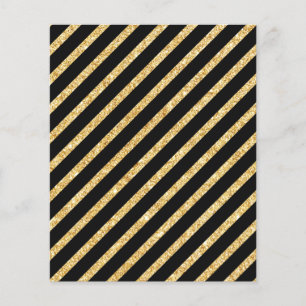 Goldglitter und schwarzes Diagonalstreifenmuster Flyer