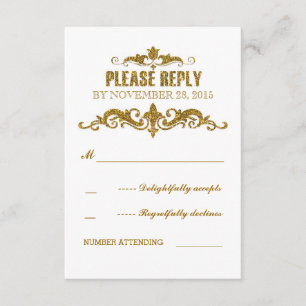 GoldGlitterfolie Confettihochzeit UAWG-Karten RSVP Karte