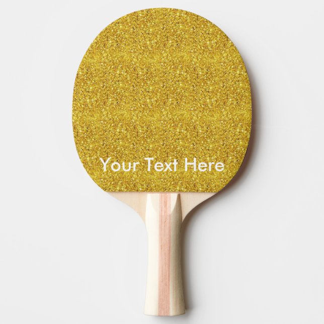 GoldGlitterpaddel mit personalisiertem Tischtennis Schläger (Vorderseite)